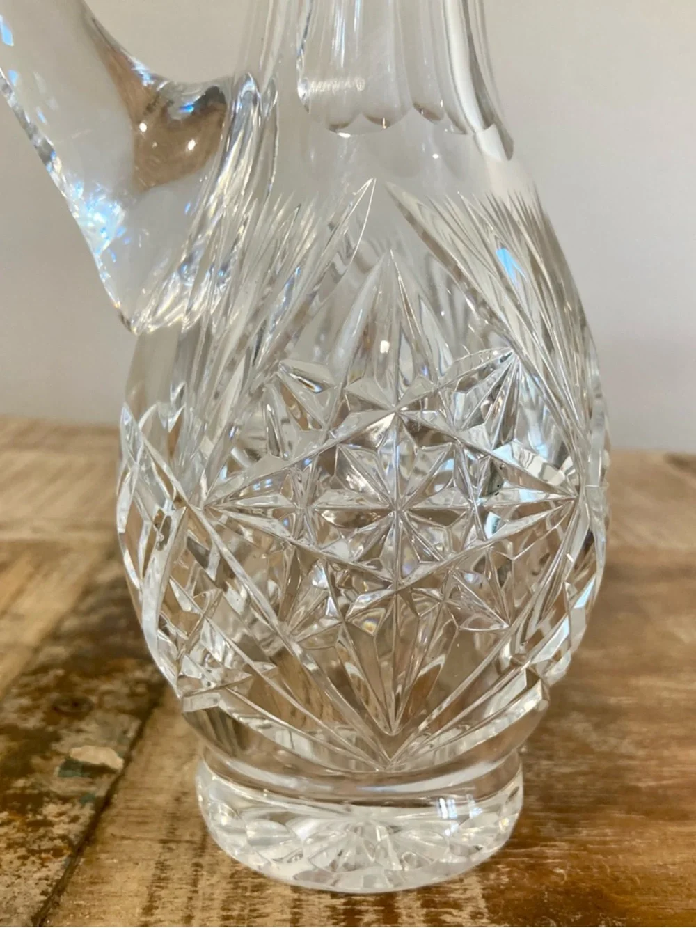 Cut Crystal Cruet Bottle with Stopper - 10”